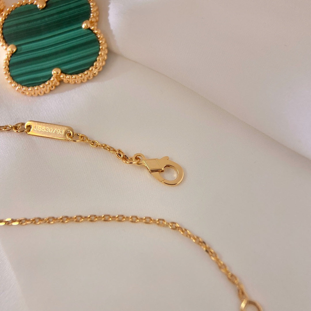 CLOVER 25MM MALACHITE GOLD NECKLACE