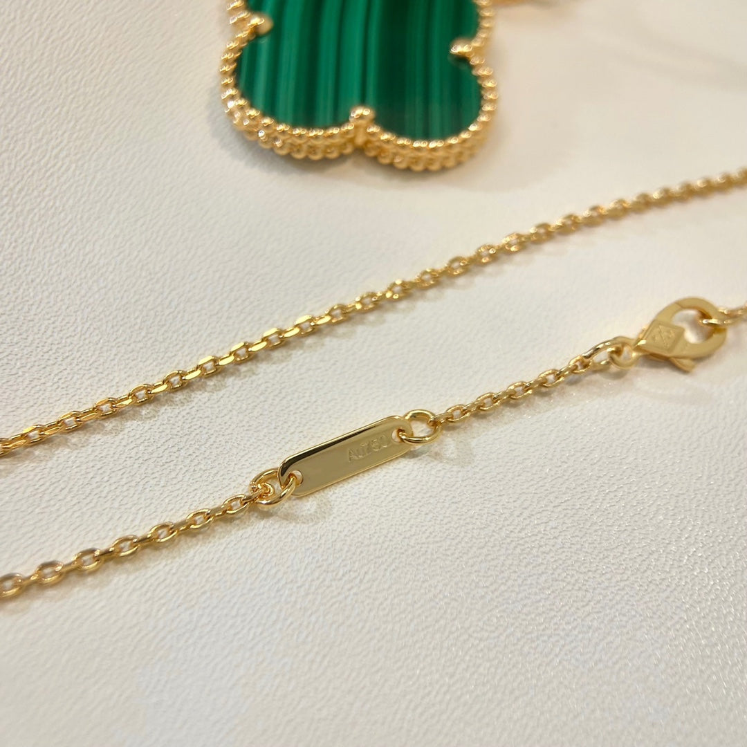 CLOVER 25MM MALACHITE GOLD NECKLACE