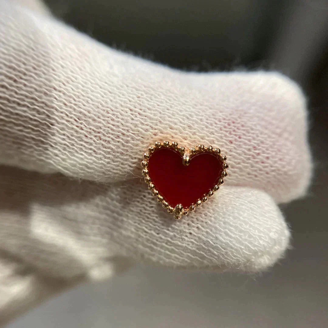 HEART CARNELIAN STUD EARRINGS