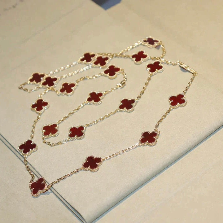 CLOVER 20 MOTIFS CARNELIAN NECKLACE