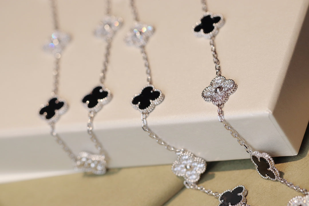 CLOVER 20 MOTIFS ONYX DIAMOND SILVER