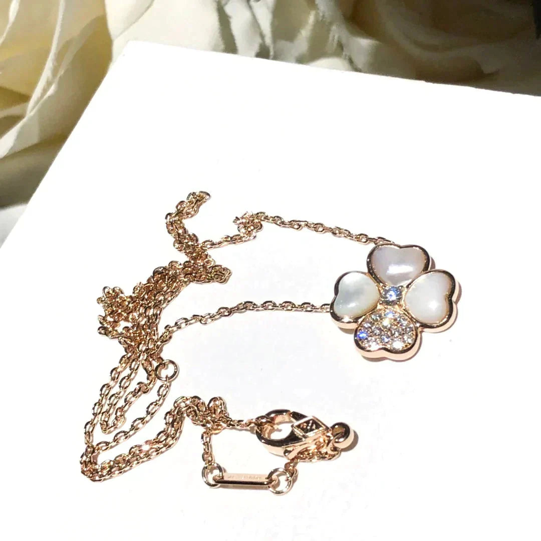 CLOVER MOP DIAMOND ROSE GOLD NECKLACE