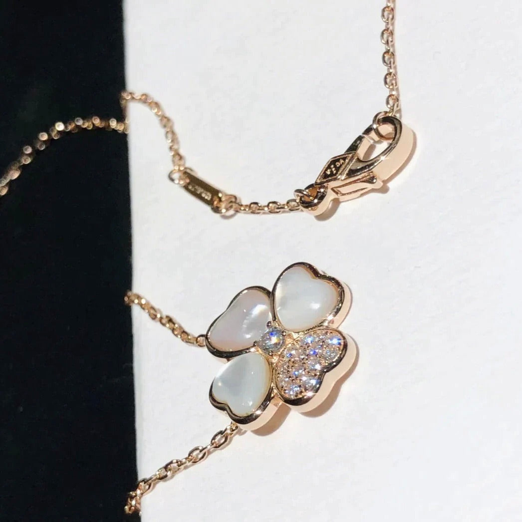 CLOVER MOP DIAMOND ROSE GOLD NECKLACE