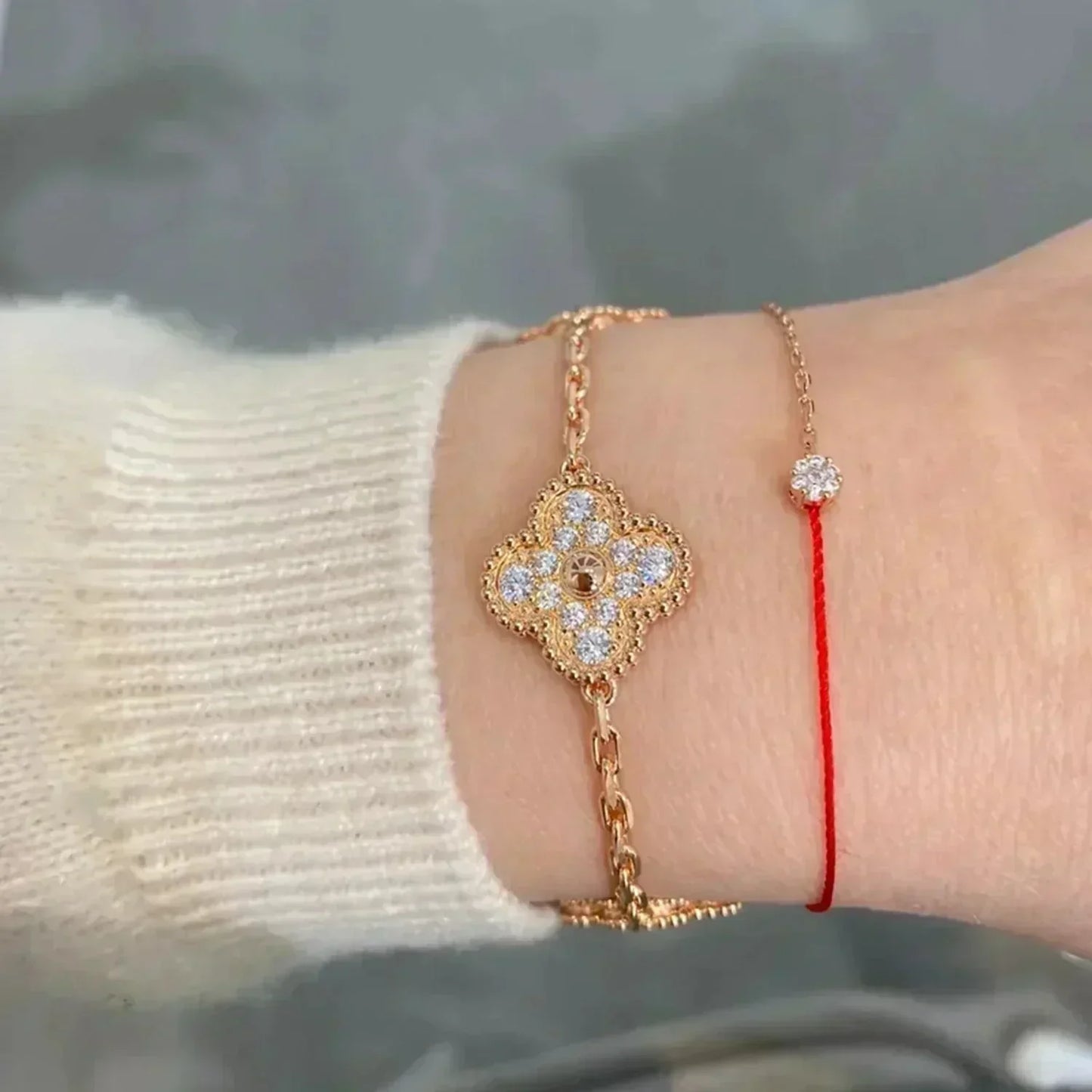 CLOVER 5 MOTIFS  FULL DIAMOND BRACELET