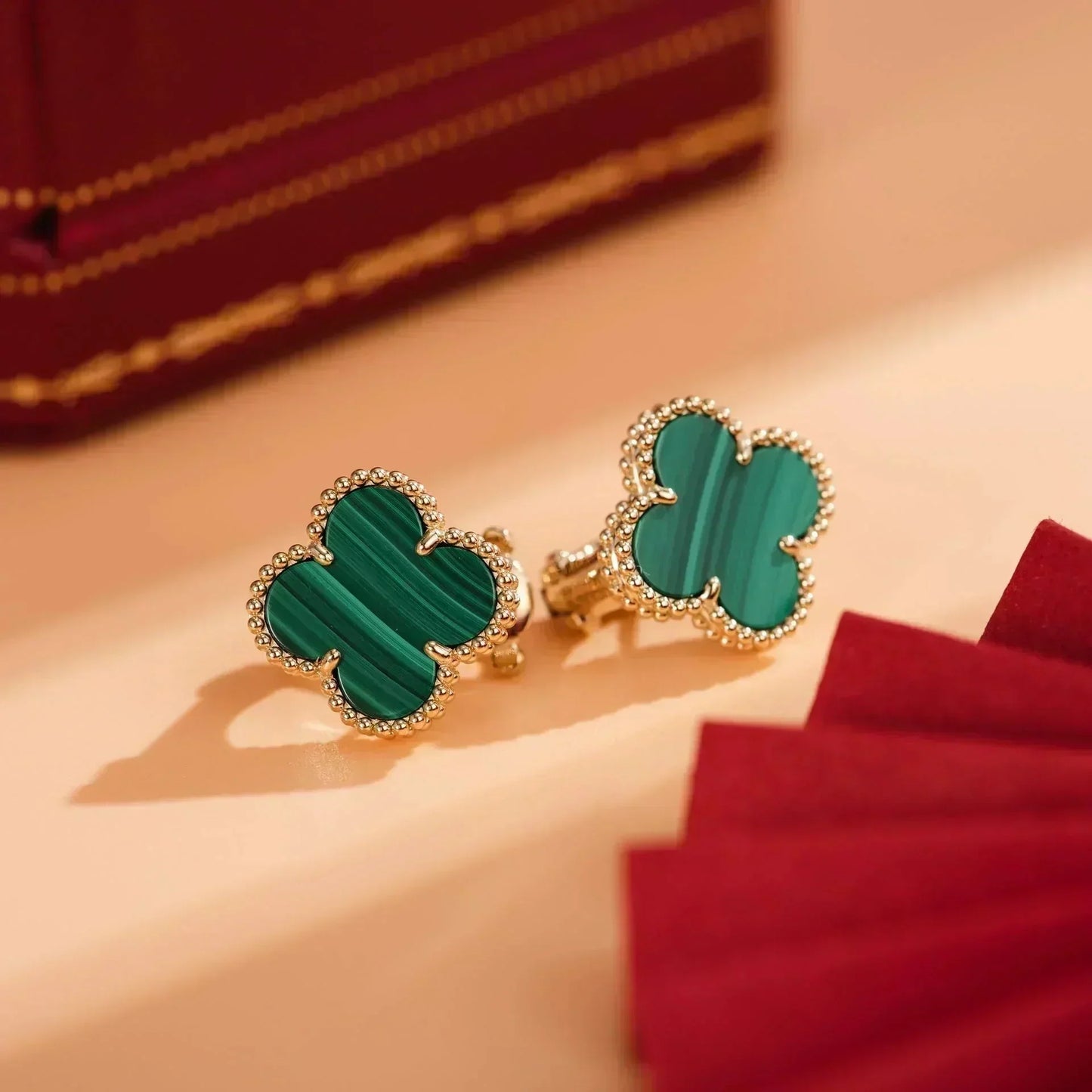 CLOVER MEDIUM 1 MOTIFS MALACHITE  EARRINGS