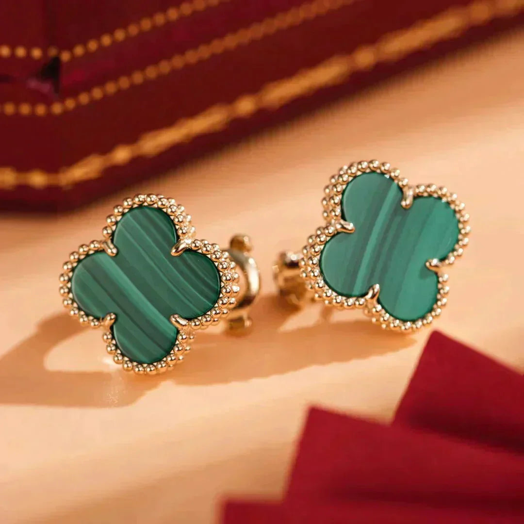 CLOVER MEDIUM 1 MOTIFS MALACHITE  EARRINGS