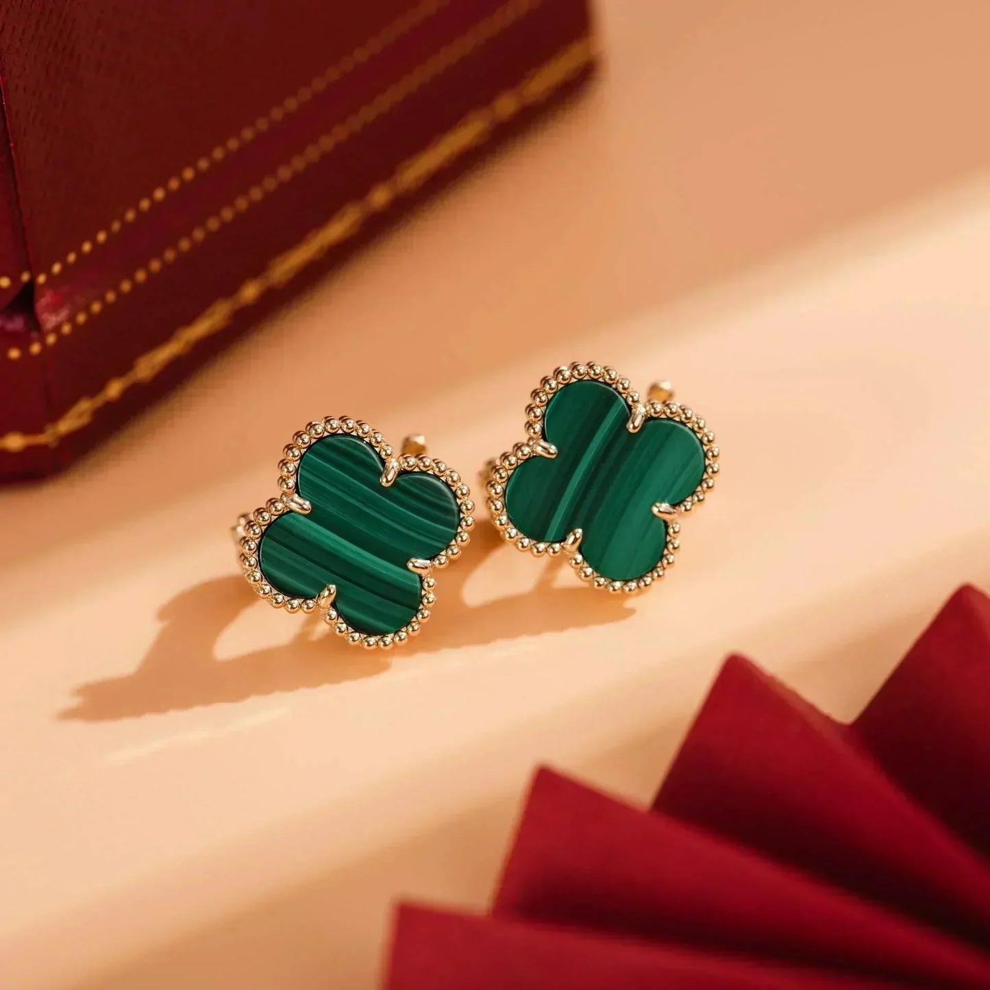 CLOVER MEDIUM 1 MOTIFS MALACHITE  EARRINGS