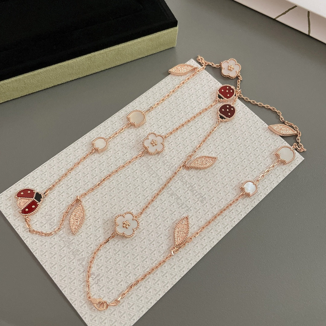 LUCKY SPRING 15 MOTIFS ROSE GOLD NECKLACE