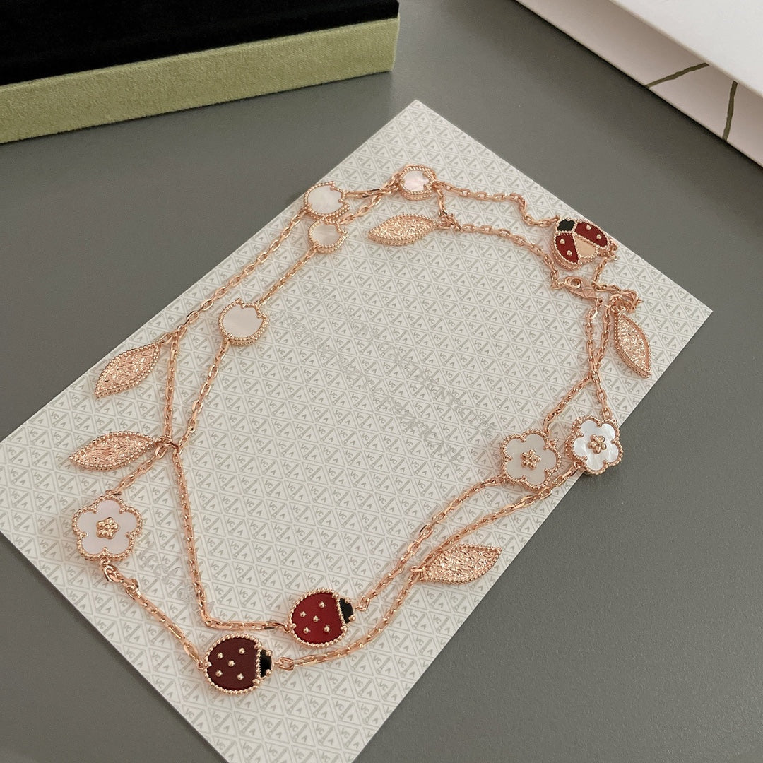 LUCKY SPRING 15 MOTIFS ROSE GOLD NECKLACE