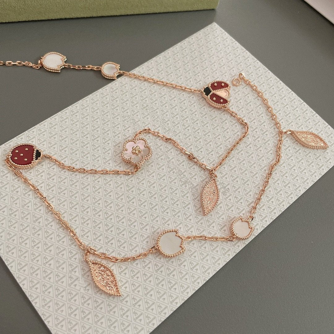 LUCKY SPRING 15 MOTIFS ROSE GOLD NECKLACE