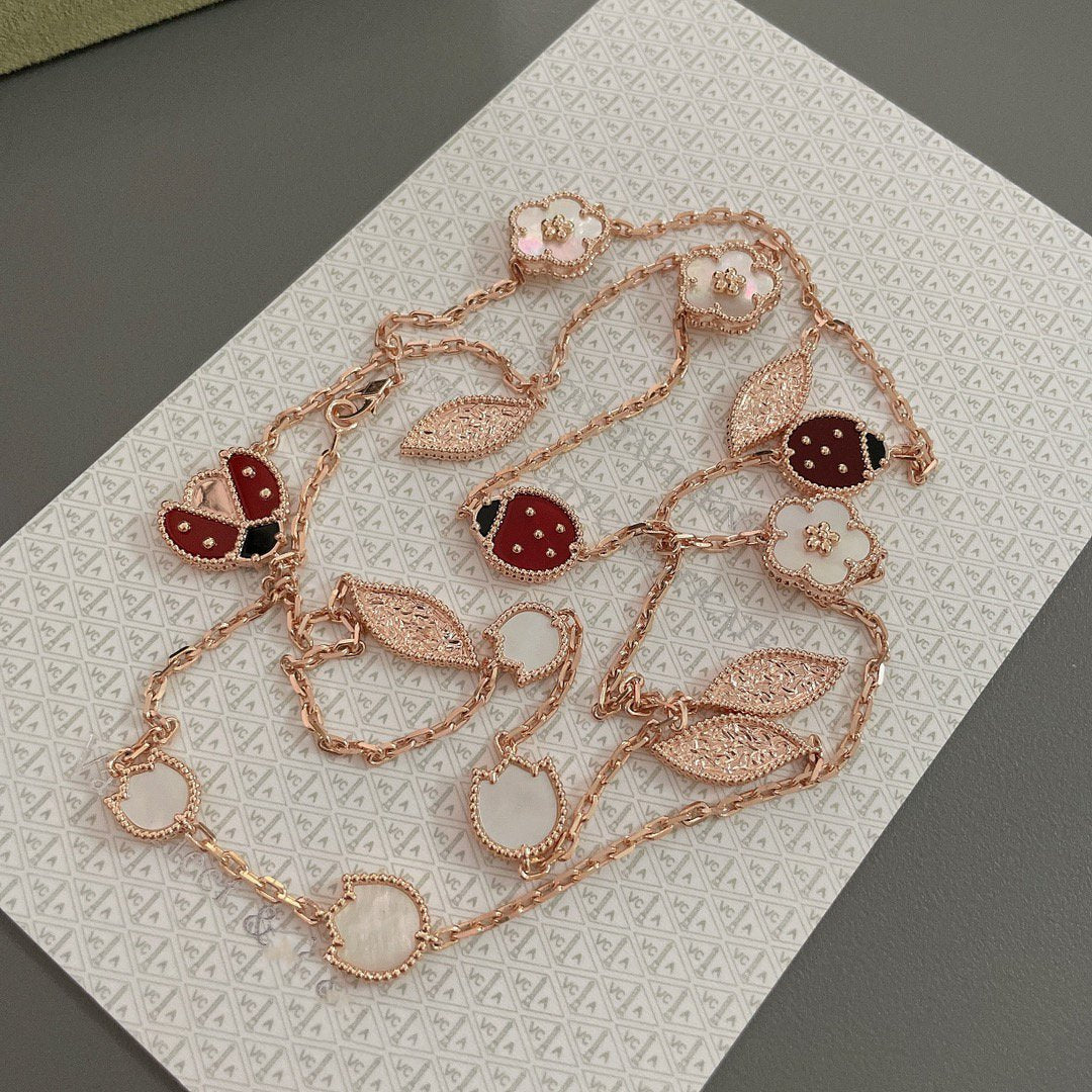 LUCKY SPRING 15 MOTIFS ROSE GOLD NECKLACE