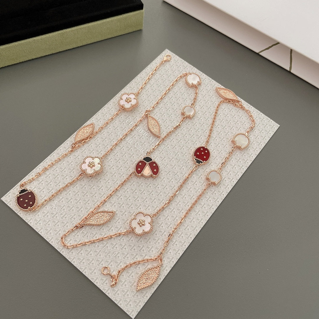 LUCKY SPRING 15 MOTIFS ROSE GOLD NECKLACE