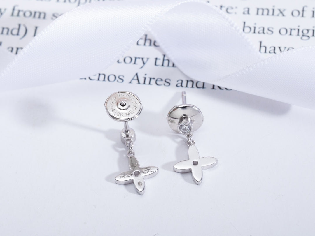 VIDYLLE SILVER DIAMOND MINI DROP EARRINGS