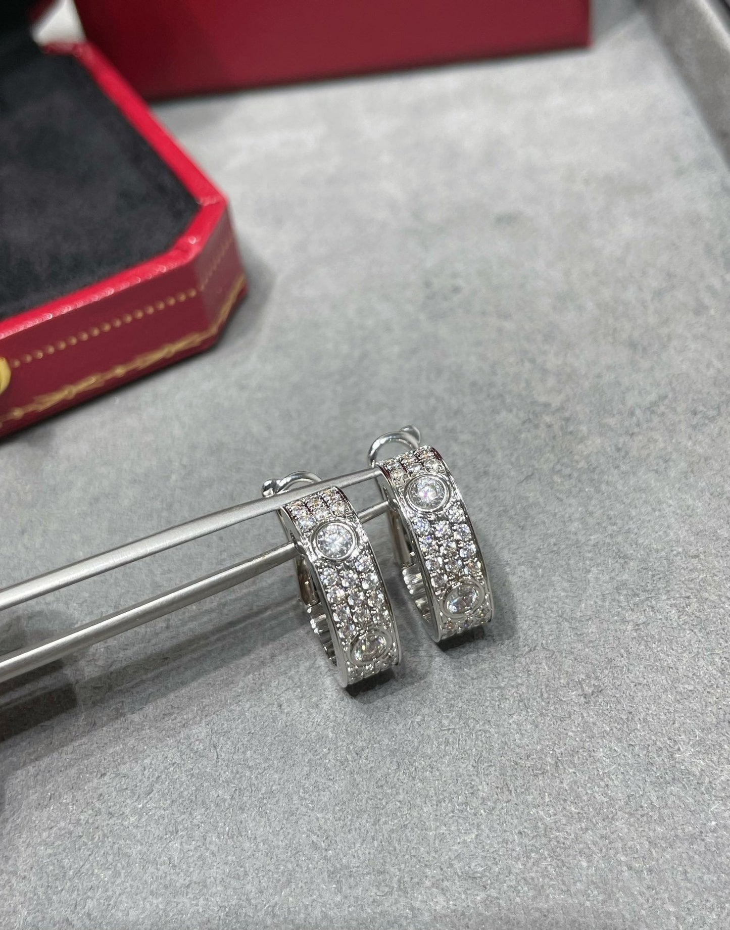 LOVE 5.5MM DIAMOND PAVED EARRINGS