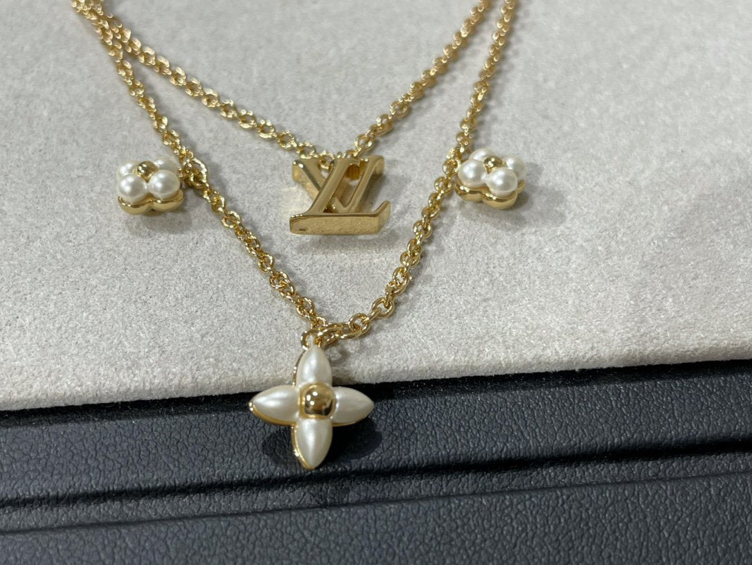 FLOWERGRAM GOLD MOP DOUBLE ROW NECKLACE