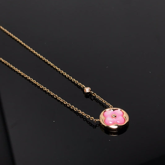 COLOR BLOSSOM PINK MOP SUN GOLD NECKLACE