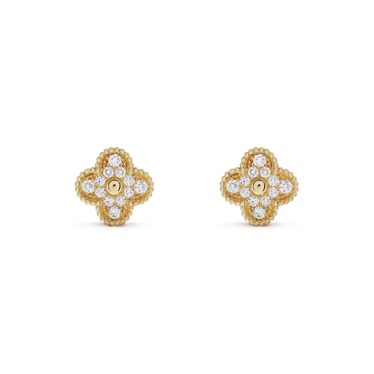 CLOVER MEDIUM 1 MOTIFS FUll DIAMOND EARRINGS