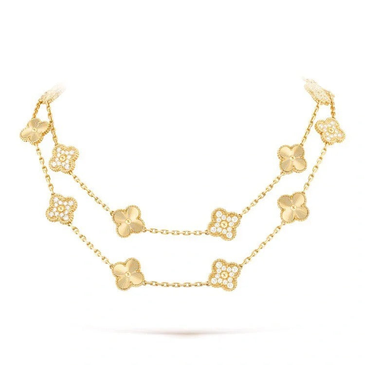 [🌟Featured]CLOVER 20 MOTIFS LASER DIAMOND NECKLACE