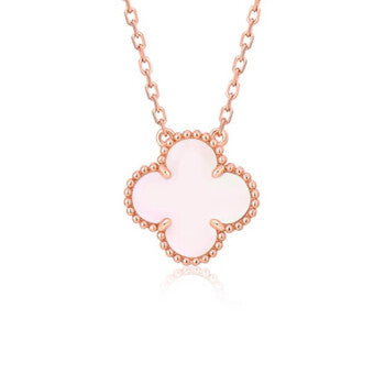 CLOVER 15MM PINK MOTHER-OF-PEARL SINGLE FLOWER NECKLACE