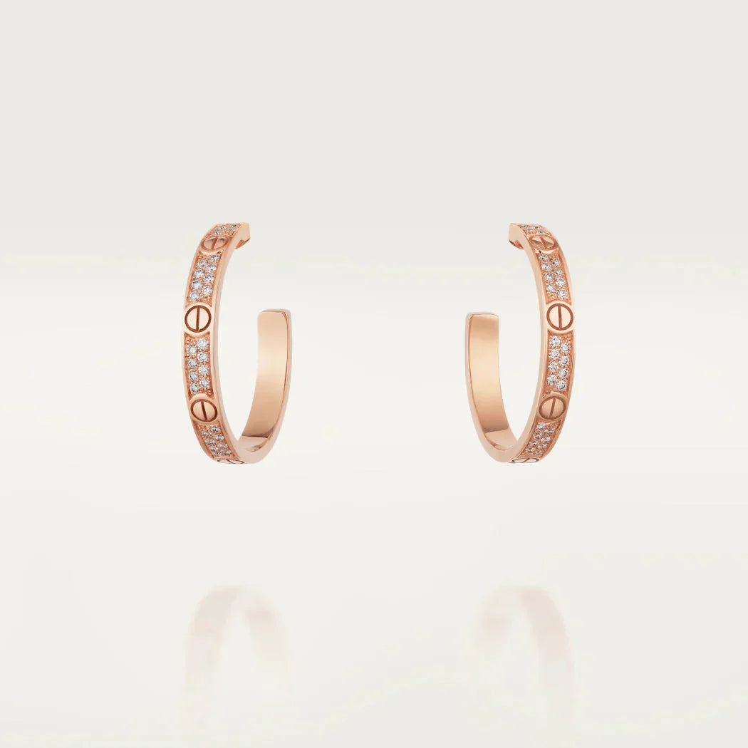 LOVE DIAMOND PINK GOLD HOOP EARRINGS