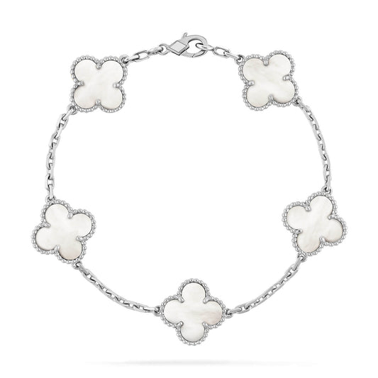 CLOVER SILVER MOP 5 MOTIF BRACELET