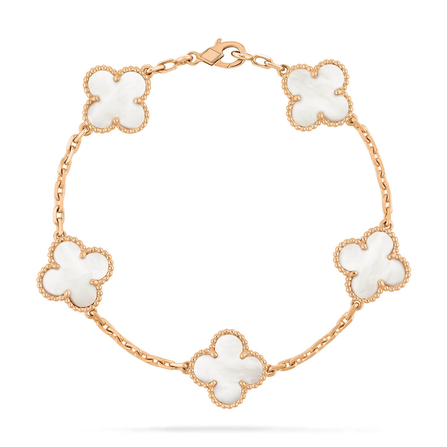 CLOVER  5 MOTIF WHITE MOP BRACELET