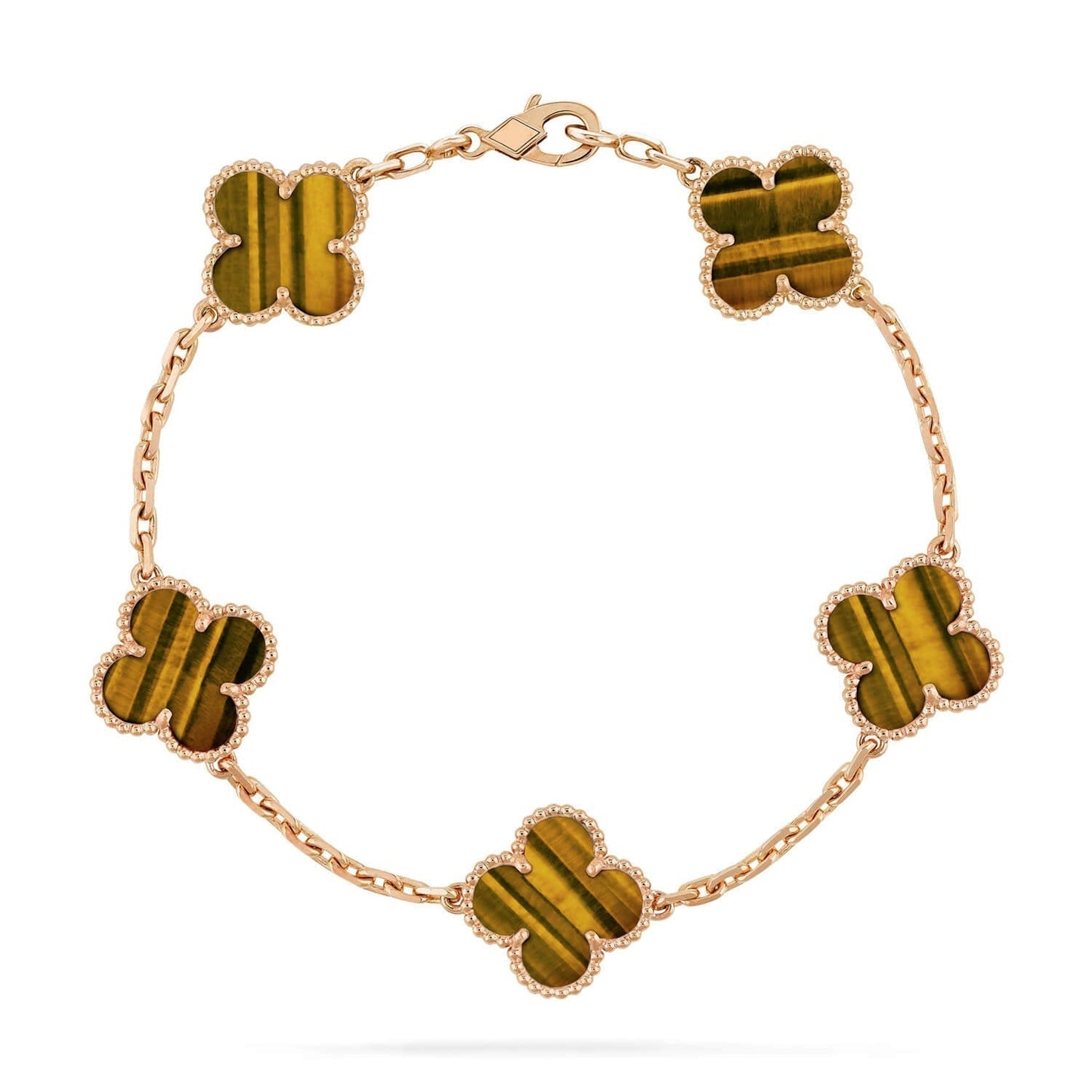 CLOVER  5 MOTIFS TIGER EYE BRACELET