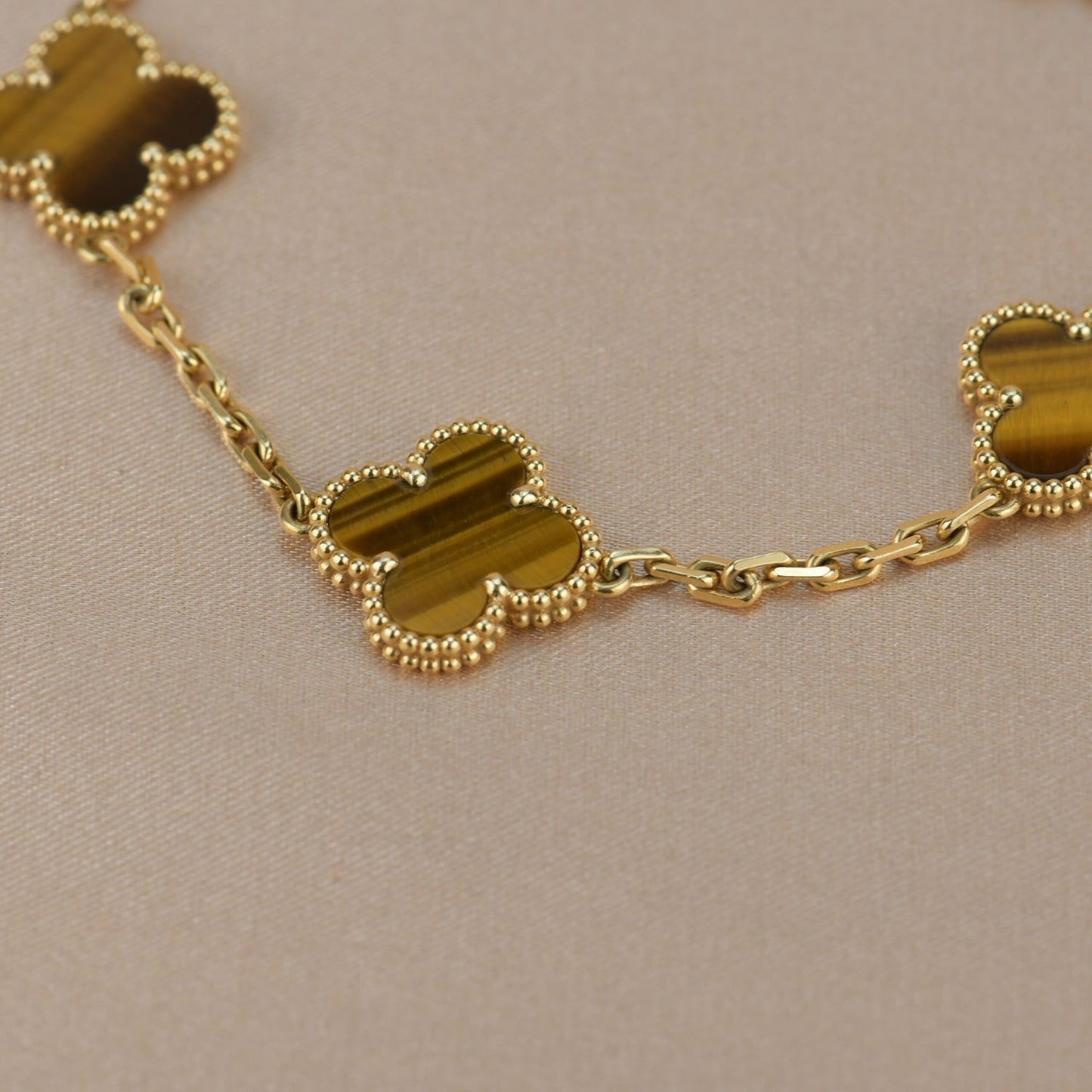 CLOVER  5 MOTIFS TIGER EYE BRACELET