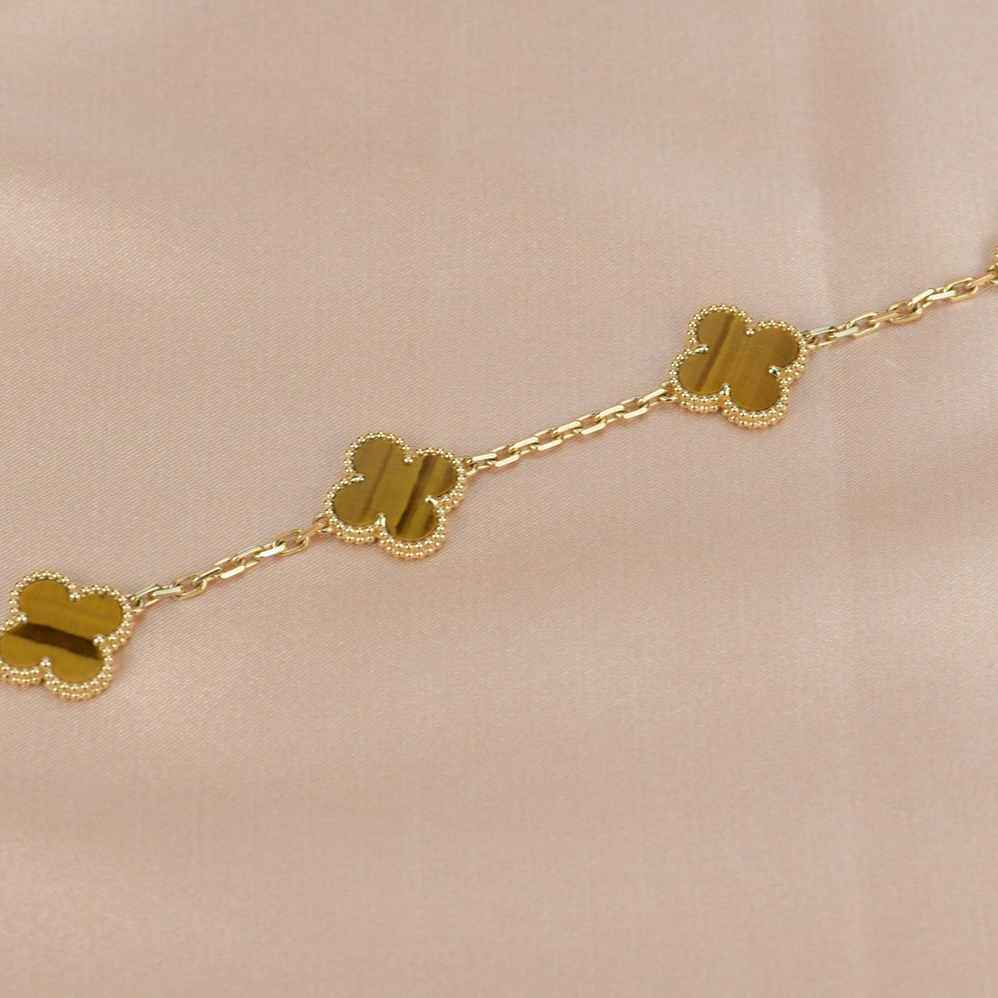 CLOVER  5 MOTIFS TIGER EYE BRACELET