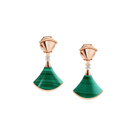 DREAM MALACHITE PINK GOLD EARRINGS