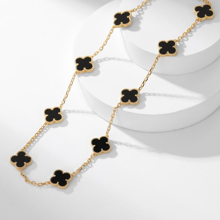 CLOVER 10 MOTIFS ONYX NECKLACE