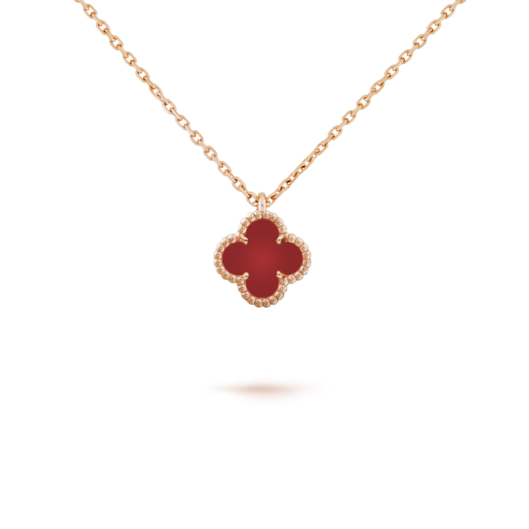 CLOVER MINI 9.5MM WHITE CARNELIANS NECKLACE