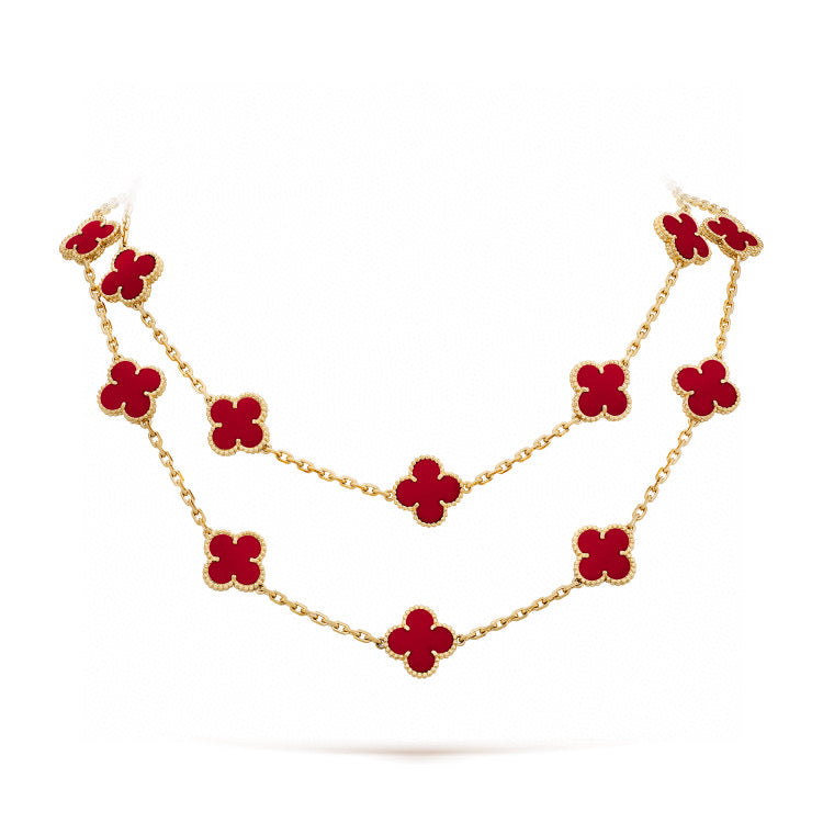 CLOVER 20 MOTIFS CARNELIAN NECKLACE