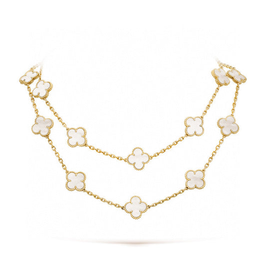 CLOVER 20 MOTIFS WHITE MOP NECKLACE