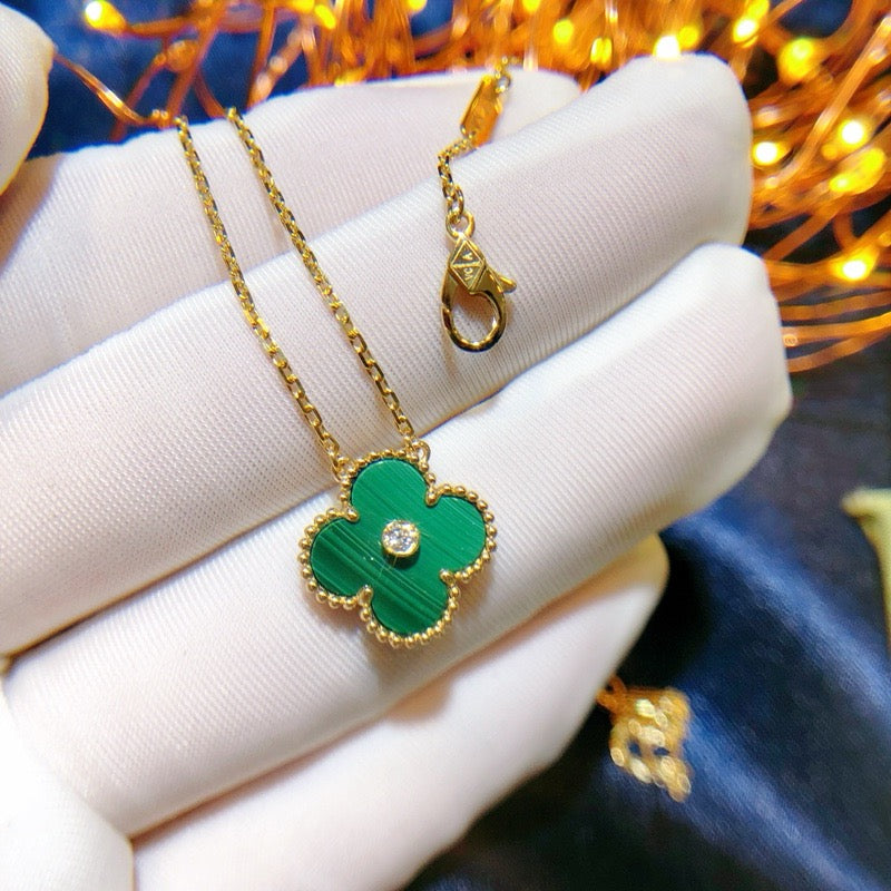 CLOVER 15MM DIAMOND TURQUOISE NECKLACE