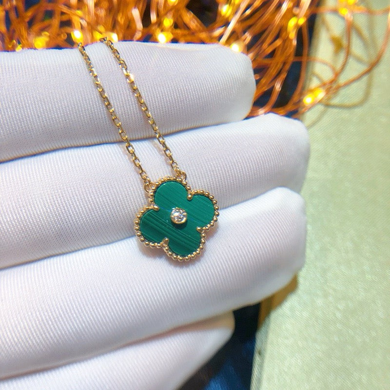 CLOVER 15MM DIAMOND TURQUOISE NECKLACE