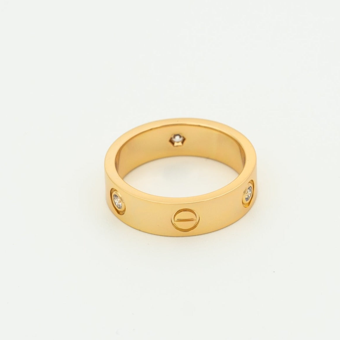 LOVE RING 5.5MM 3 DIAMONDS PINK GOLD