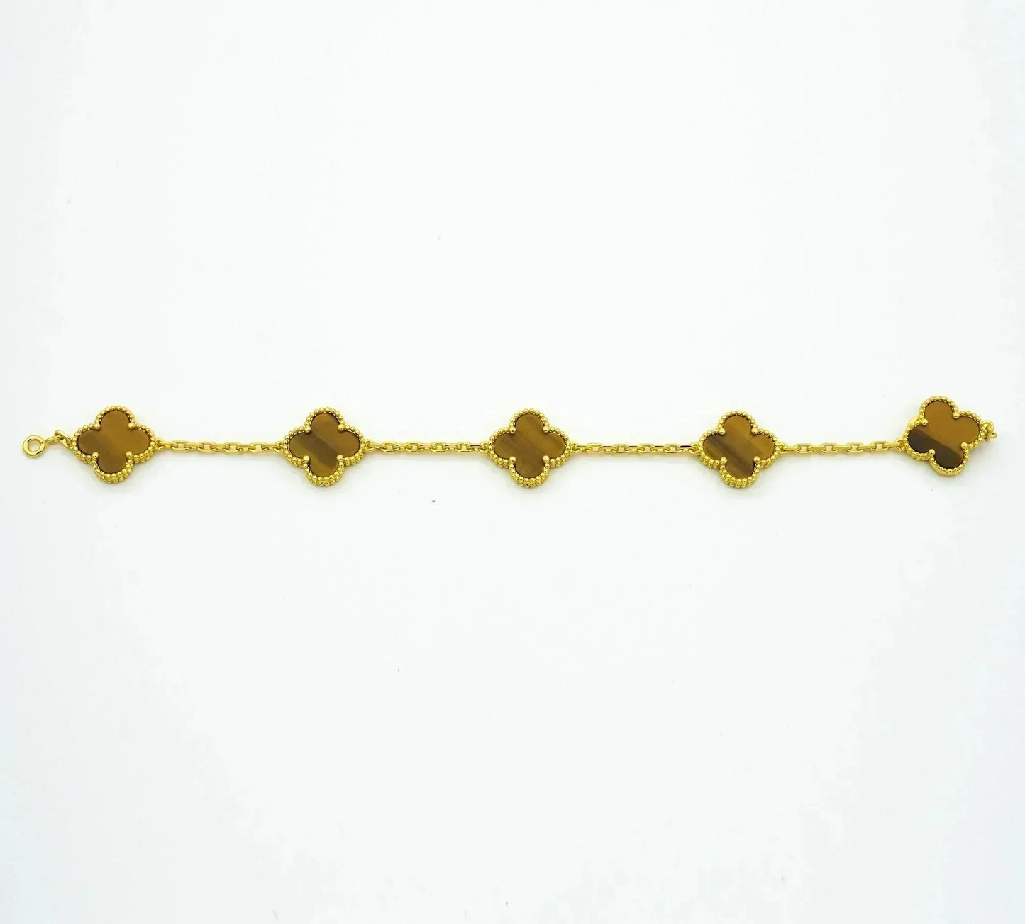 CLOVER  5 MOTIFS TIGER EYE BRACELET