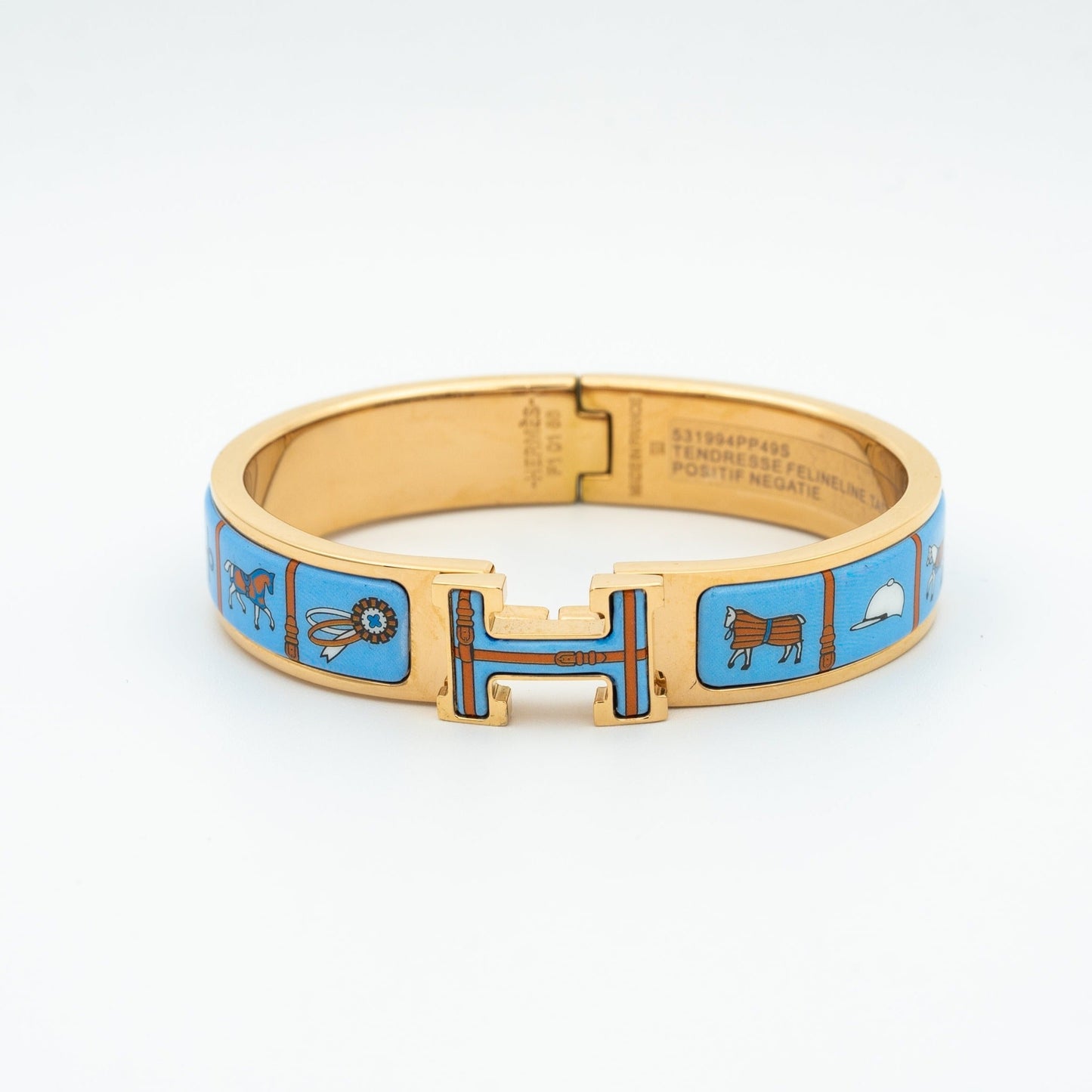 H PINK GOLD BRACELET BLUE CERAMIC