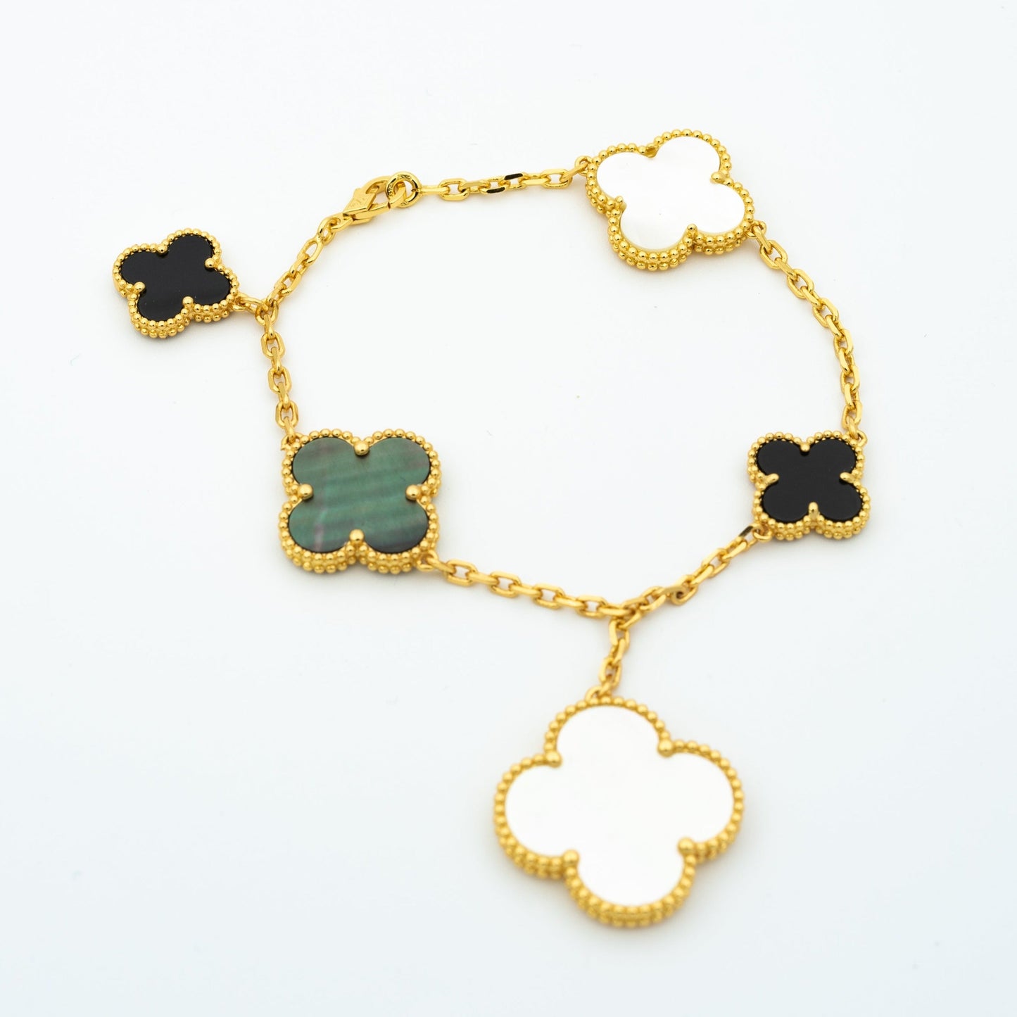 CLOVER BRACELET 5 MOTIFS ONYX MOP