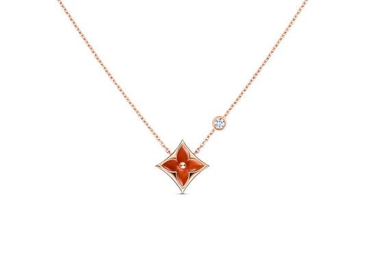 STAR NECKLACE PINK GOLD 1 DIAMOND