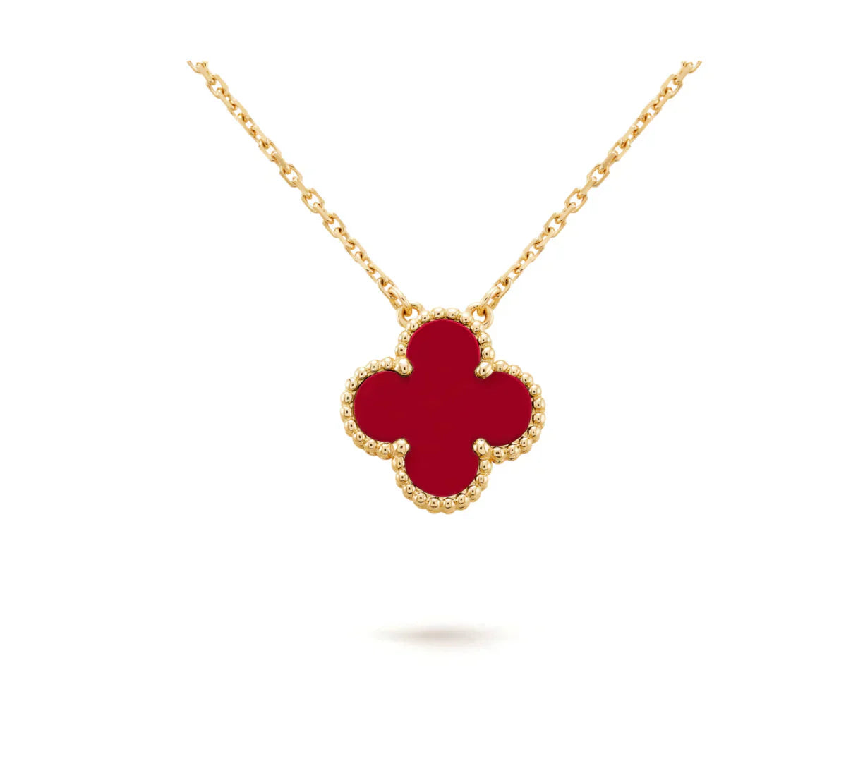 CLOVER 15MM CARNELIAN SINGLE FLOWER NECKLACE