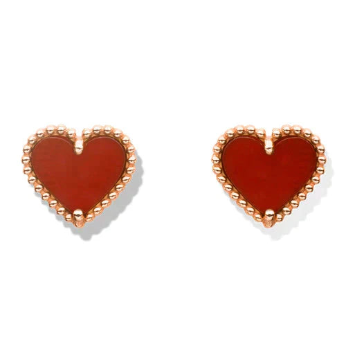 HEART CARNELIAN STUD EARRINGS