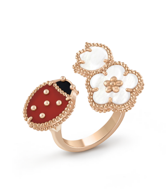 LUCKY 3 MOTIF ROSE GOLD RING