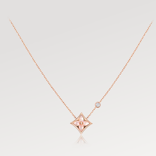 STAR PINK MOP 1 DIAMOND PINK GOLD NECKLACE