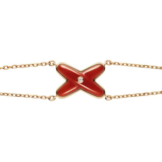 JEUX BRACELET CARNELIAN PINK GOLD 1 DIAMOND