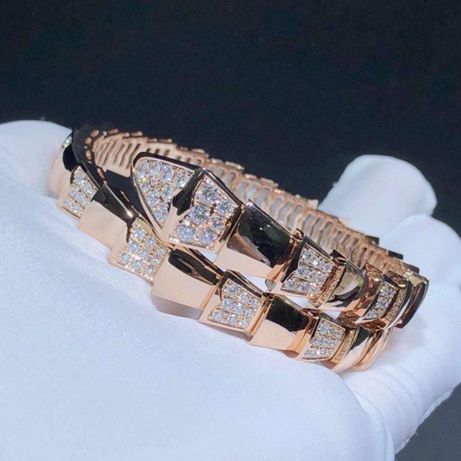 SERPENTI WIDE BRACELET PINK GOLD DIAMOND