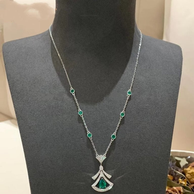 DREAM NECKLACE MALACHITE DIAMOND SILVER