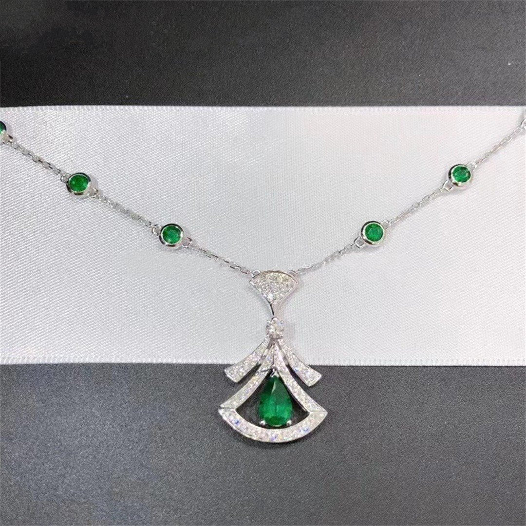 DREAM NECKLACE MALACHITE DIAMOND SILVER