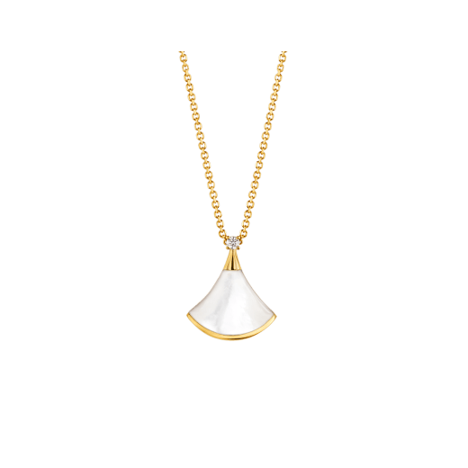 DREAM NECKLACE WHITE MOP GOLD 1 DIAMOND